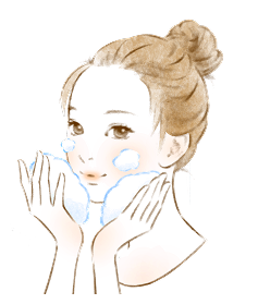 洗顔をする女性の画像