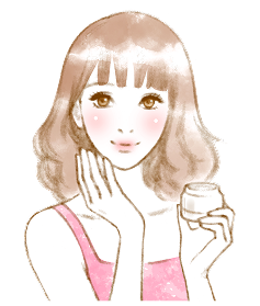 肌を触る女性の画像